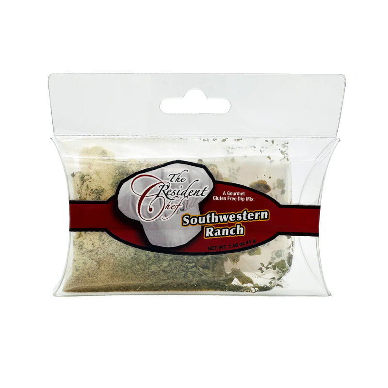 Package of Southwestern Ranch seasoning mix with 'The Resident Chef' label on a white background