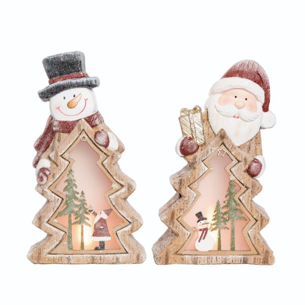 Light Up Santa and Snowman Decor