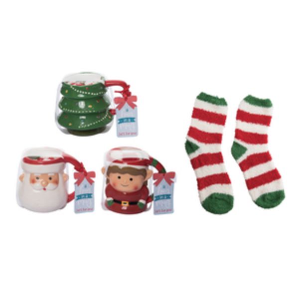 Christmas Character Mug with Socks