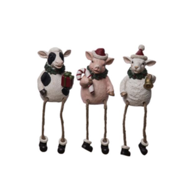 Holiday Farm Animal Shelf Sitter