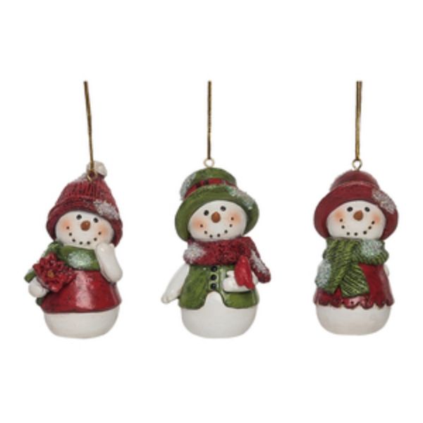 Green & Red Snowman Ornaments