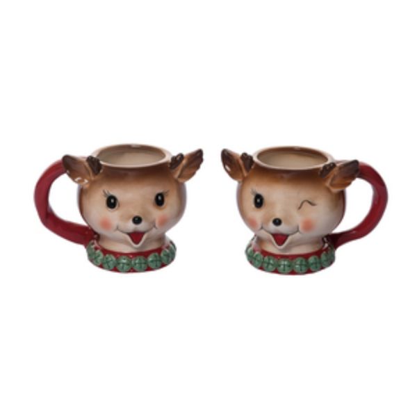 Mini Vintage Christmas Reindeer Mugs