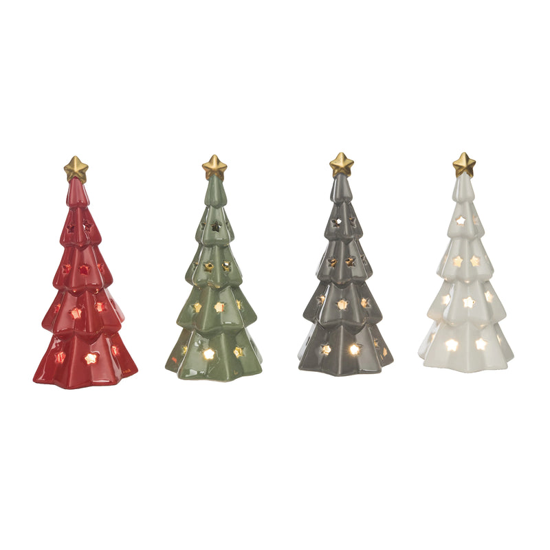 Light Up Ceramic Christmas Tree Figurines