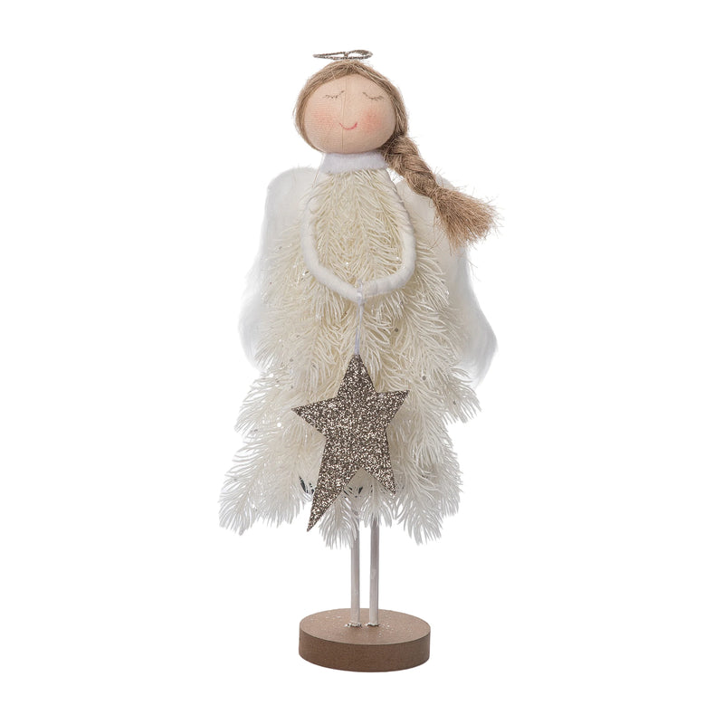 Frosted Angel with Star Figurine