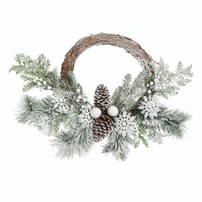 Frosted White Evergreen Wreath - 24"