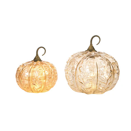 Glass Light Up Pumpkins with Petal Details