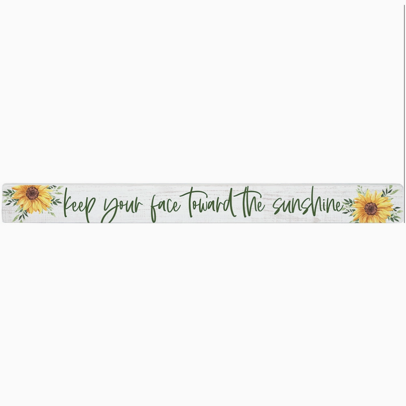 Strip with sunflowers and text 'keep your face toward the sunshine' on a white background