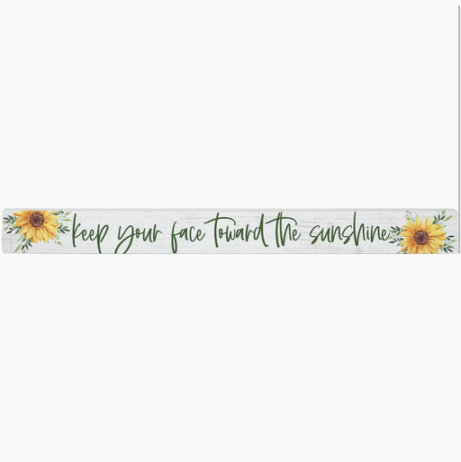 Strip with sunflowers and text 'keep your face toward the sunshine' on a white background