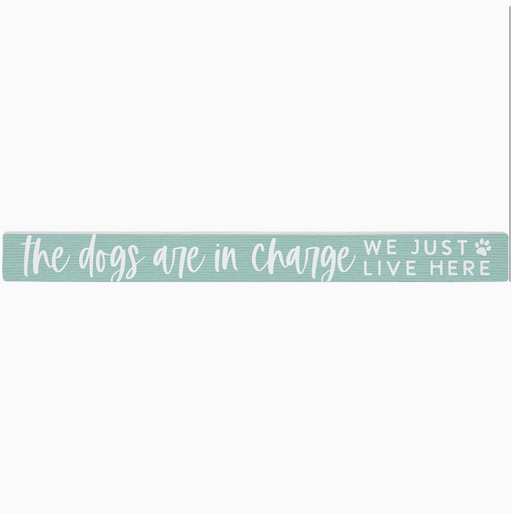 Text sign on a white background with a teal border.