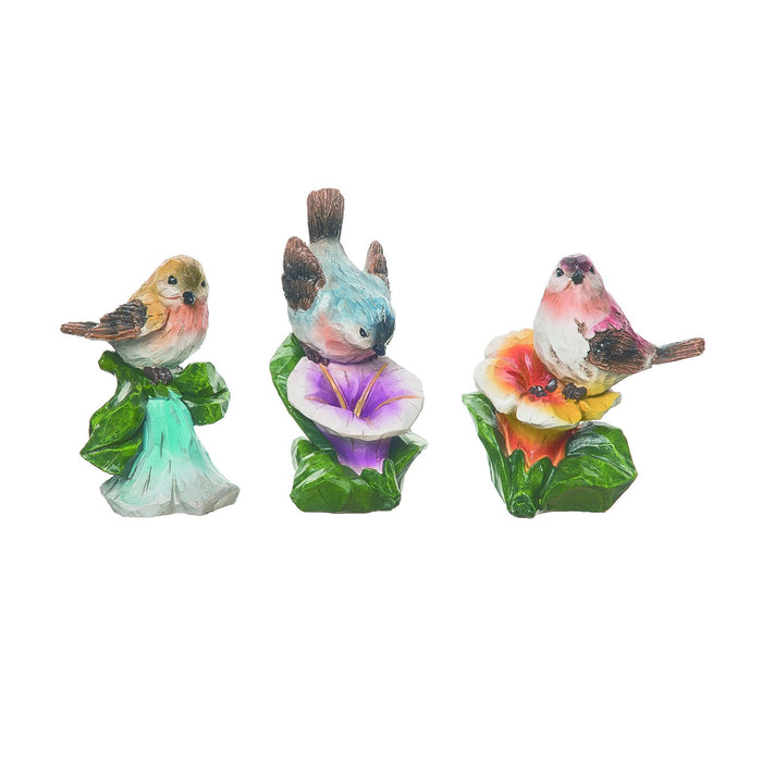 Rustic Flower Bird Figurine