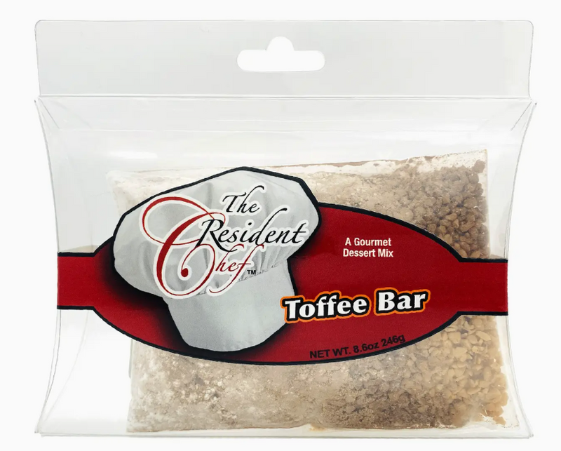 Package of 'The Resident Chef' Toffee Bar dessert mix with a white background