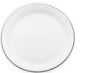 A 20-inch large round serving tray with a black and white finish.