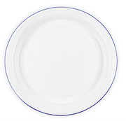 A 20-inch large round serving tray with a blue and white finish.