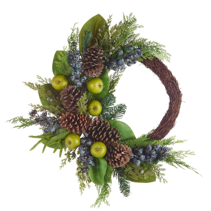 Asymmetrical Berry and Greenery Wreath