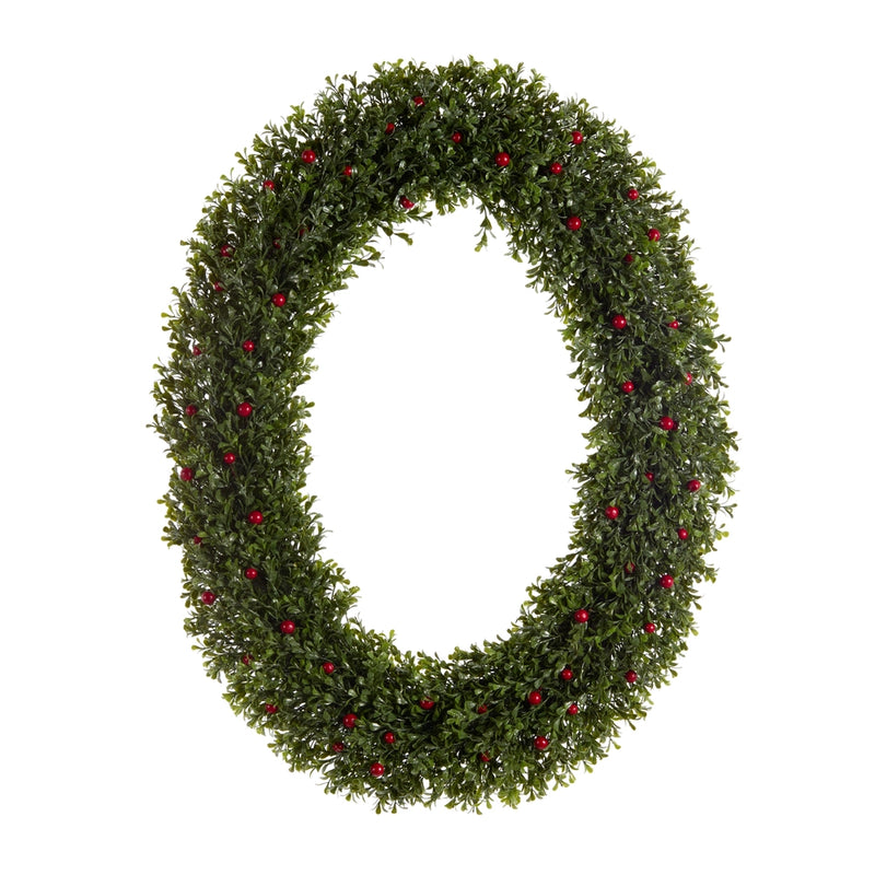 Iced Oval Cedar Wreath