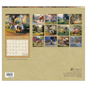 Calendar with artistic illustrations of rural scenes on a beige background