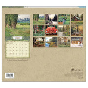 Calendar with nature-themed images on a beige background, featuring the brand 'Legacy'.