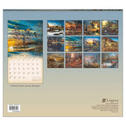 Calendar with artistic landscape images on a light blue background