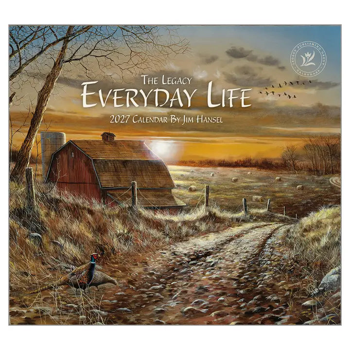 Calendar cover with a barn and landscape scene, featuring the title 'Everyday Life' and artist name.