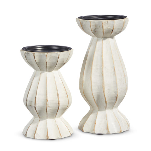 Whitewash Candle Holders