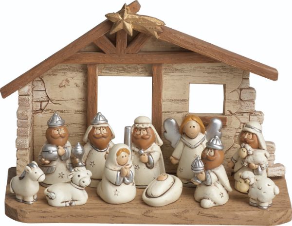 Cream and Silver Nativity Scene - 12 Pcs