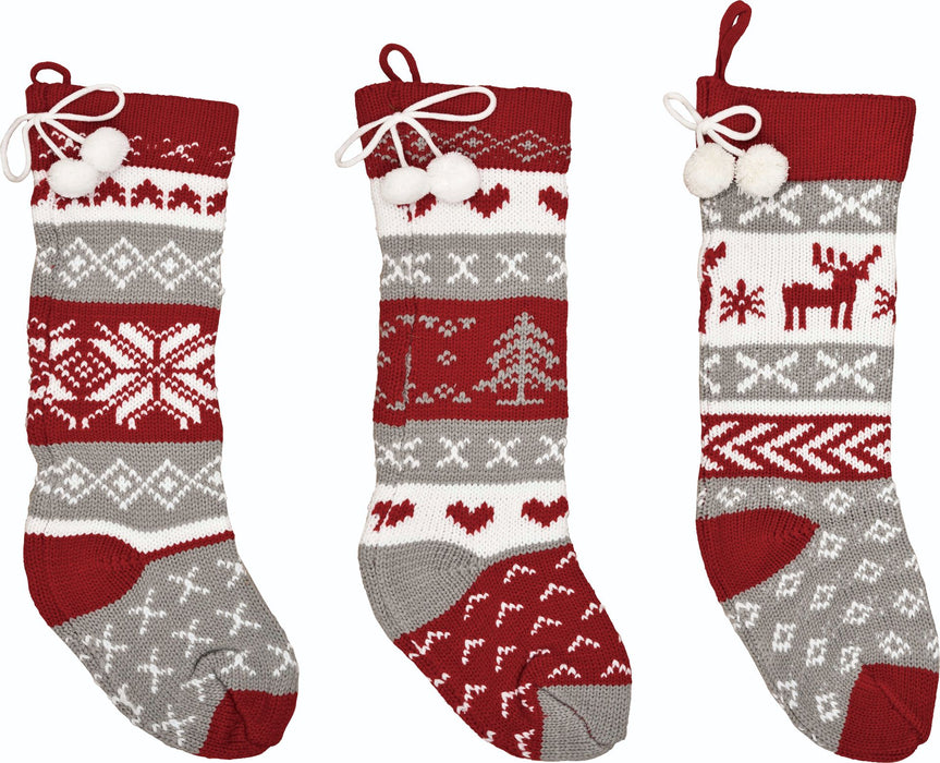 Knit Fabric Christmas Stocking - 3 Styles