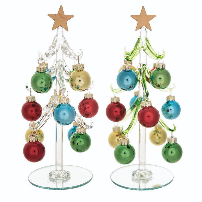 Glass Tree w/Mini Ornaments - 2 Styles
