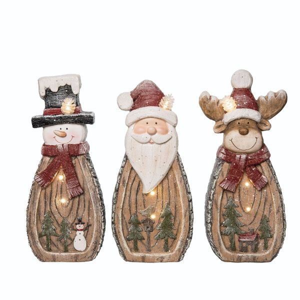 Three Christmas-themed decorative figures on a white background