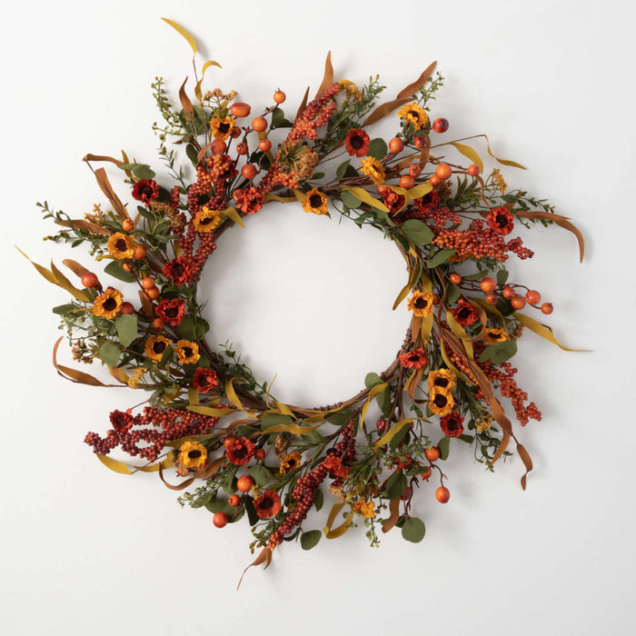 Berry And Flower Wreath - 23"