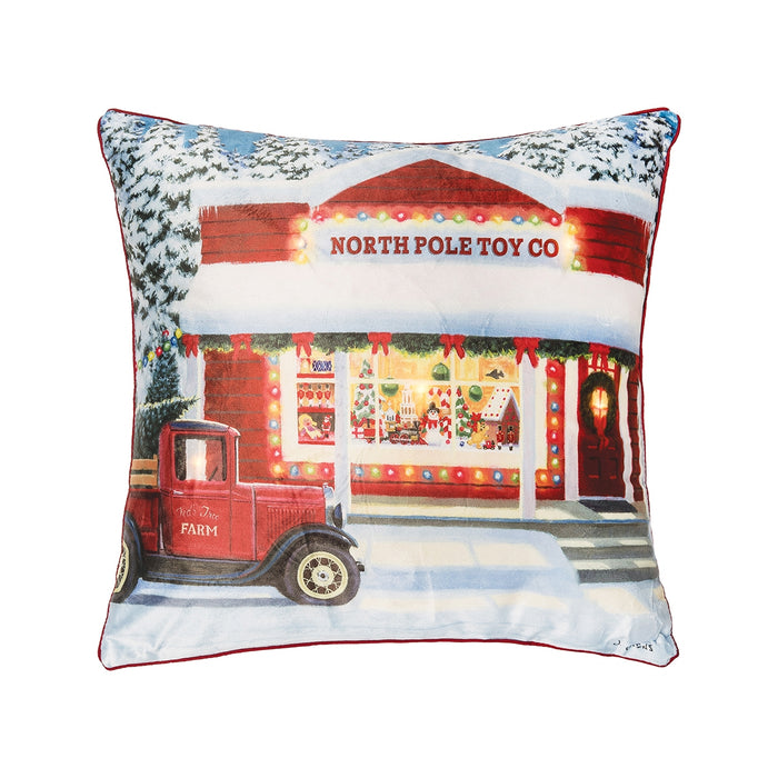 North Pole Toy Shop LED Pillow