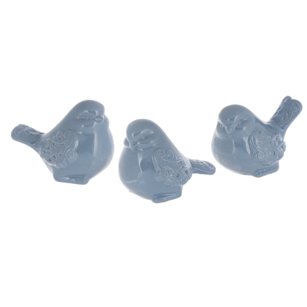 Blue Scroll Wing Bird Figurines