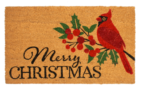 Merry Christmas with Cardinal Doormat