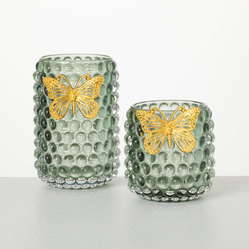 Glass Butterfly Votive Holders - 2 Sizes