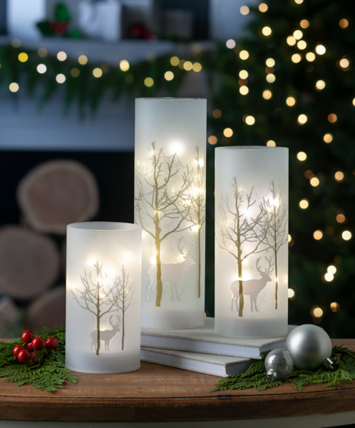 LED Birch Pillar Luminary Set