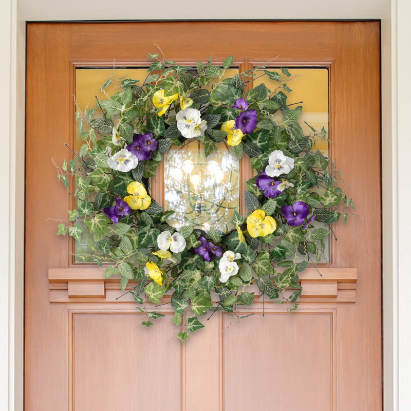 PANSY GREENS MIX WREATH - 26"
