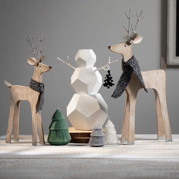 Wood Deer Figurine - Set of 3