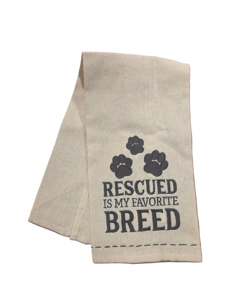 Rescued is My Favourite Breed Tea Towel