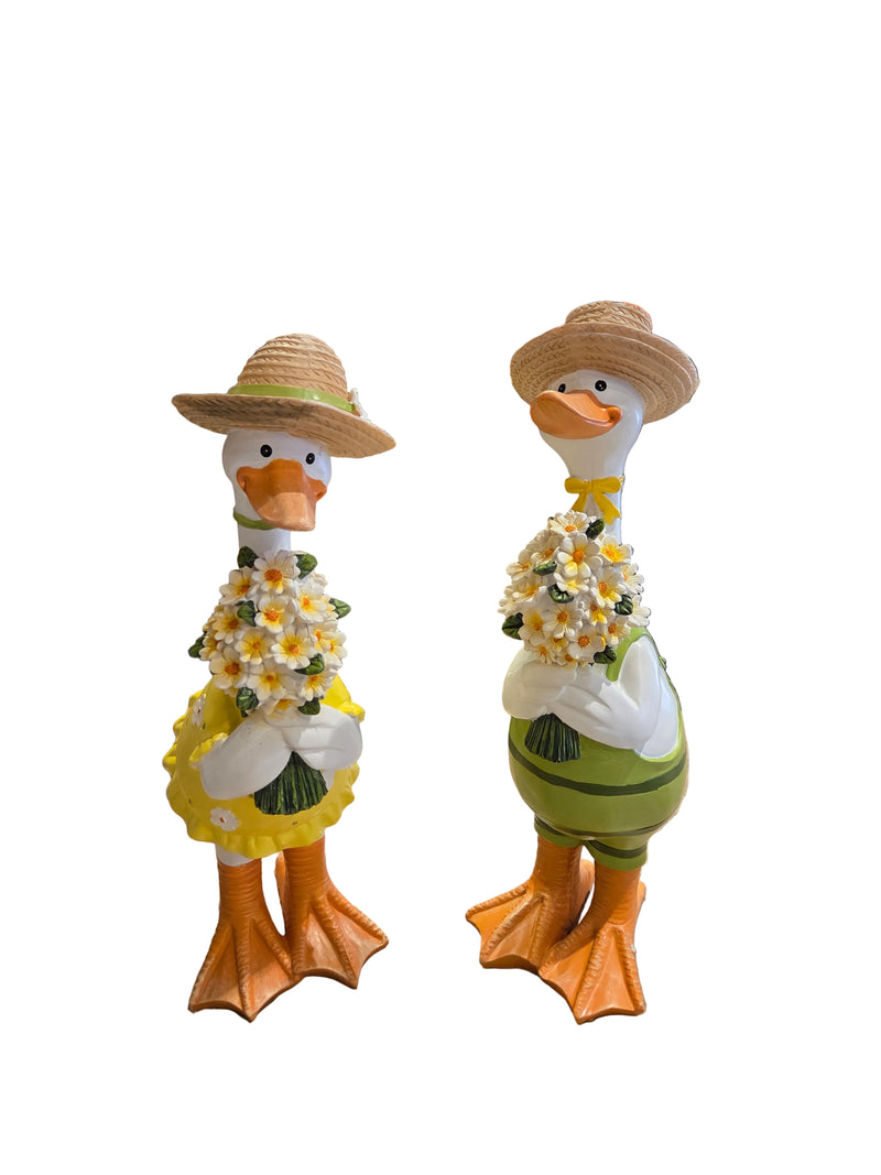 Duck with Flowers Figurine - Set of 2