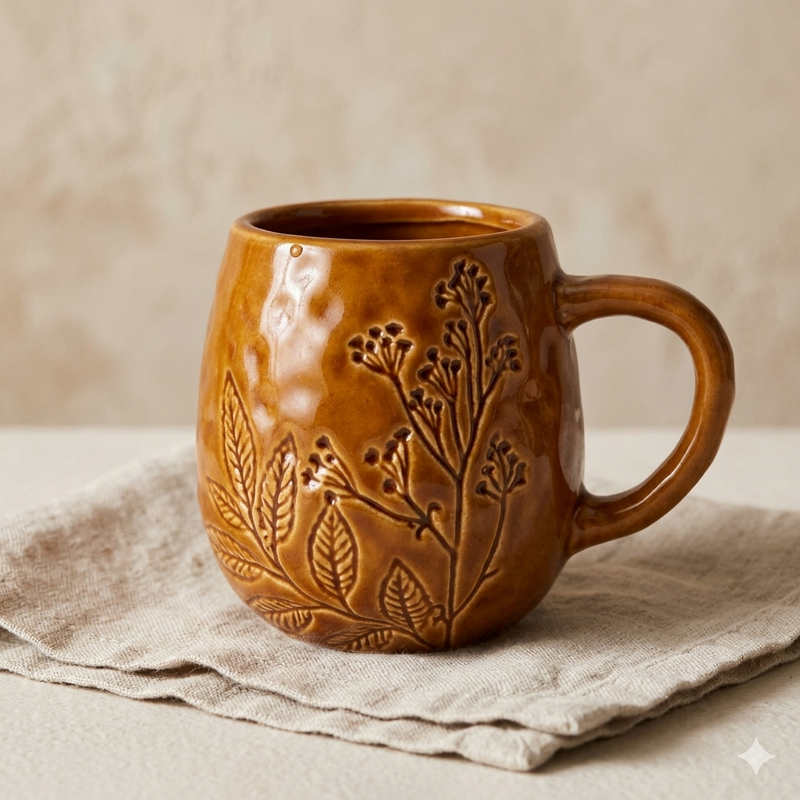 Embossed Foliage Mugs