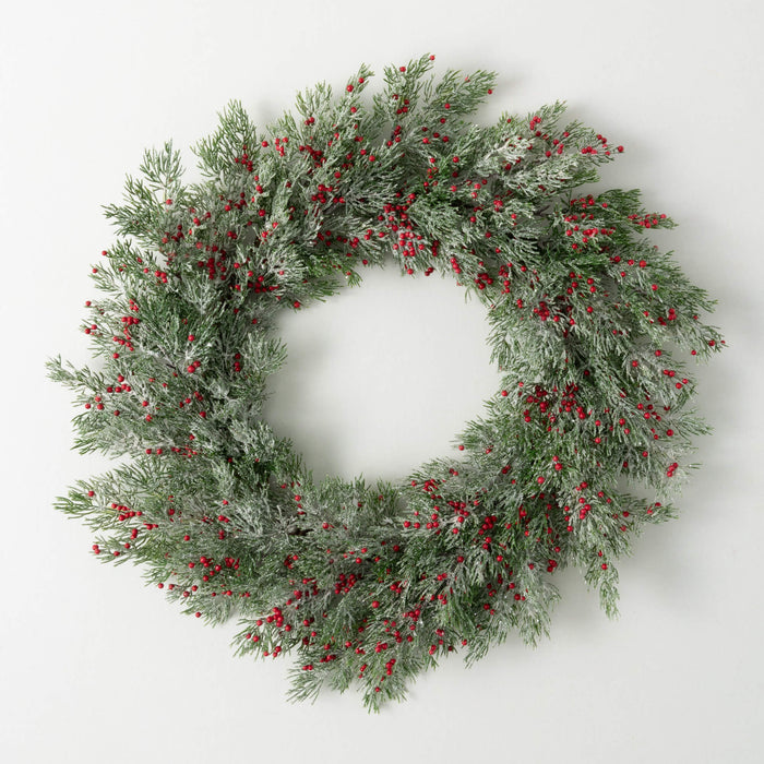 Frosted Berry Cedar Wreath - 22"