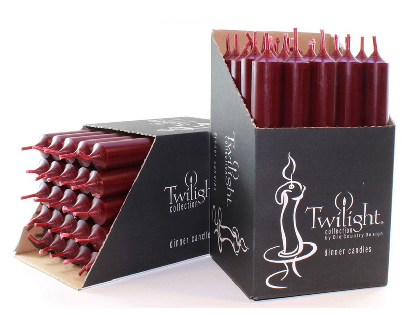 Twilight collection dinner candles in packaging on a white background