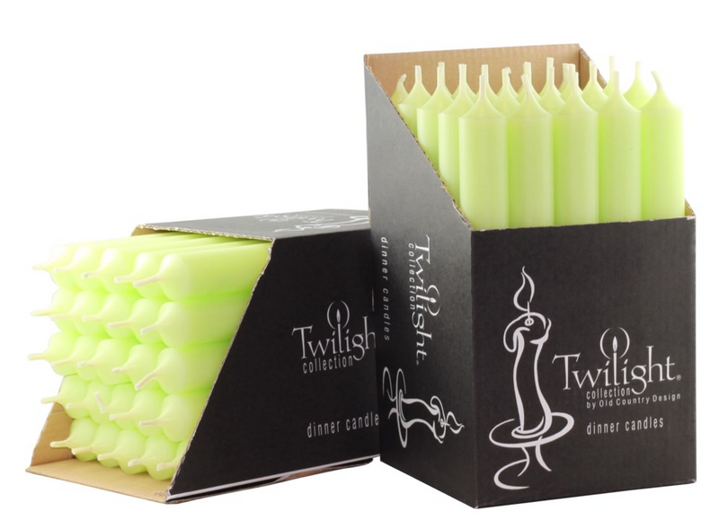 Twilight collection dinner candles in packaging on a white background