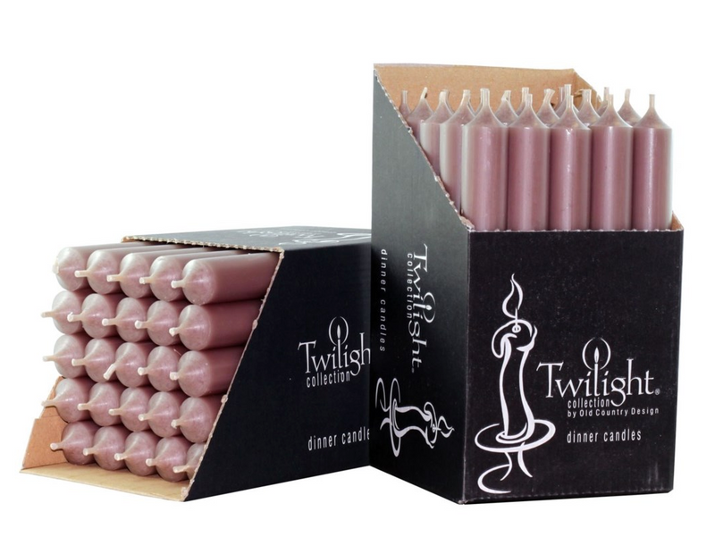 Twilight collection dinner candles in packaging on a white background