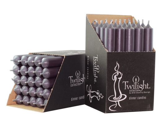 Twilight collection dinner candles in packaging on a white background
