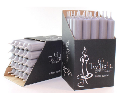 Twilight collection dinner candles in packaging on a white background