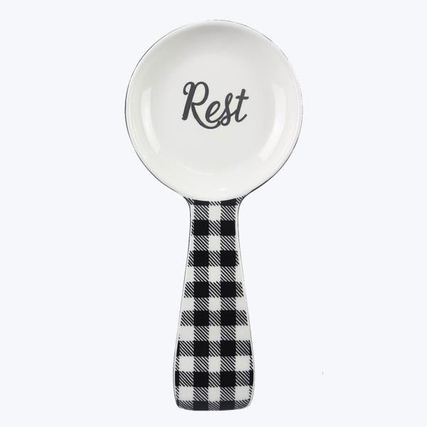 Black and White Plaid Spoon Rest