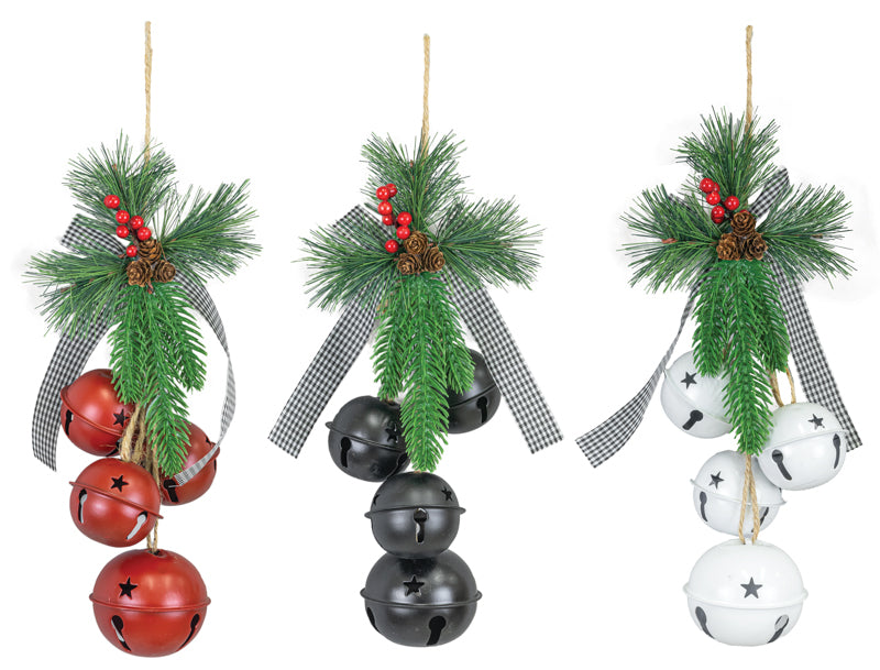 Pine & Ribbon Sleigh Bells Hanger - 3 Options