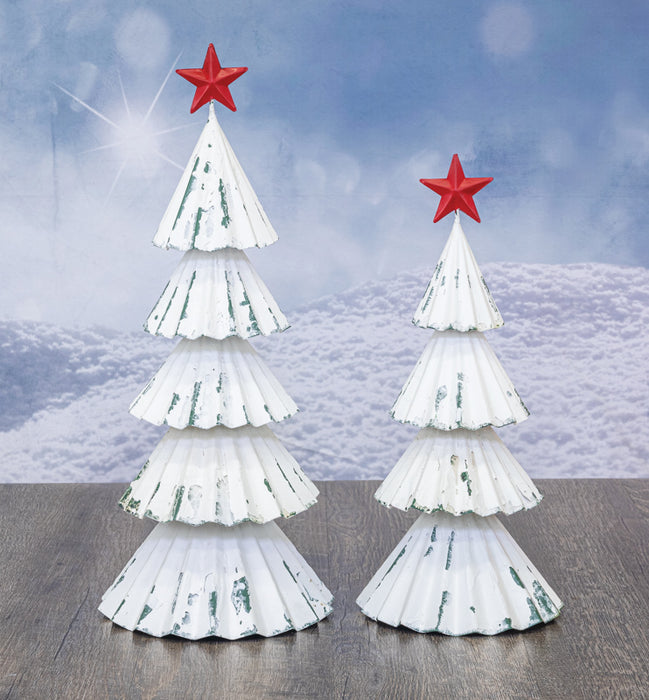 Red Star Whiteout Tree Tabletop - Set of 2