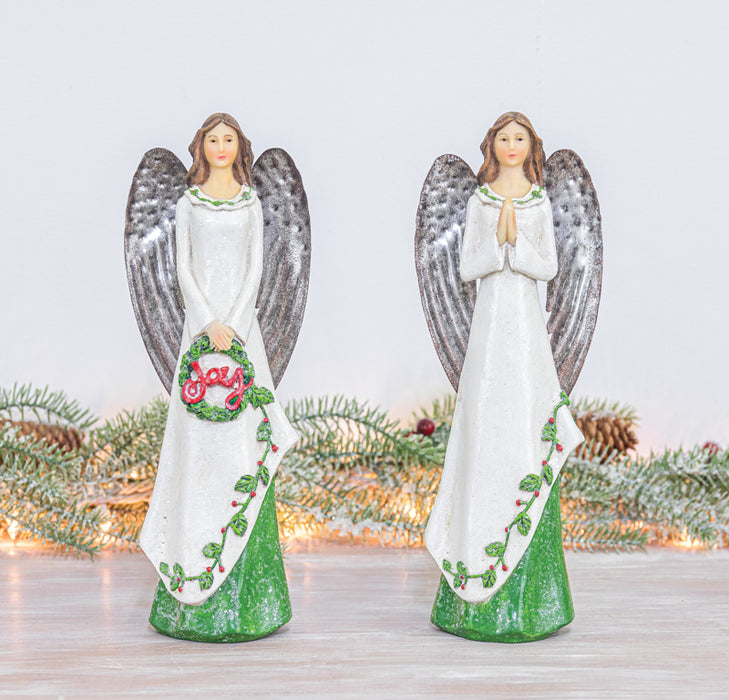 Holly Wreath Angel Tabletop - 2 Options