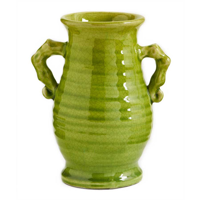 Green European Ceramic Jar with Handles